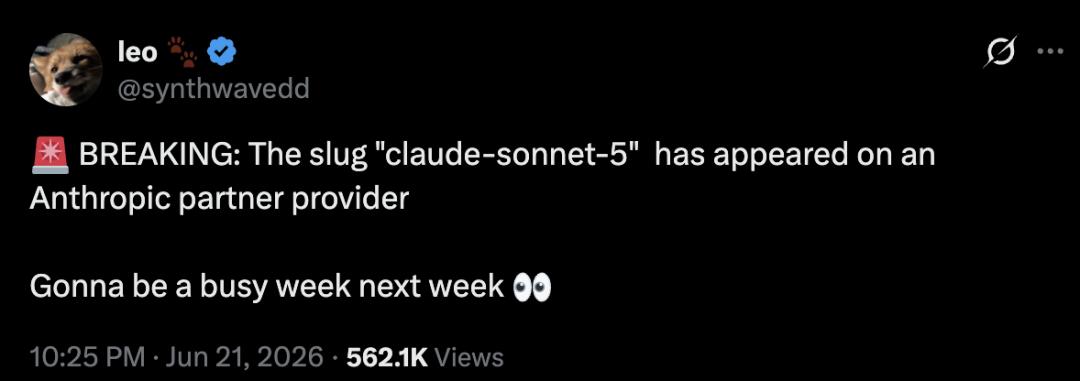 Claude新模型Sonnet-5下周上线，Fennec神级加速迭代