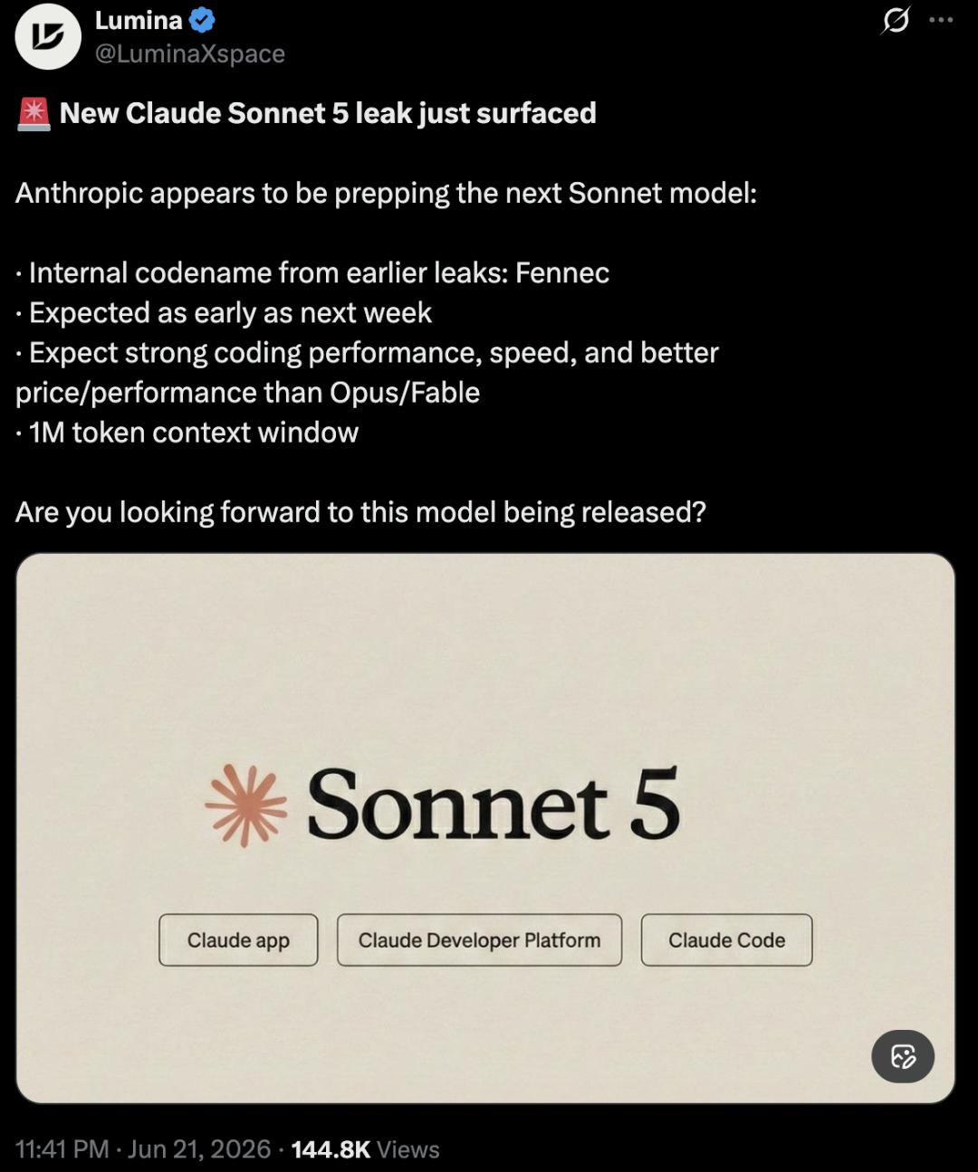 Claude新模型Sonnet-5下周上线，Fennec神级加速迭代-第4张图片-世界杯直播平台-世界杯2026直播平台-免费观看官方-V3.6.9